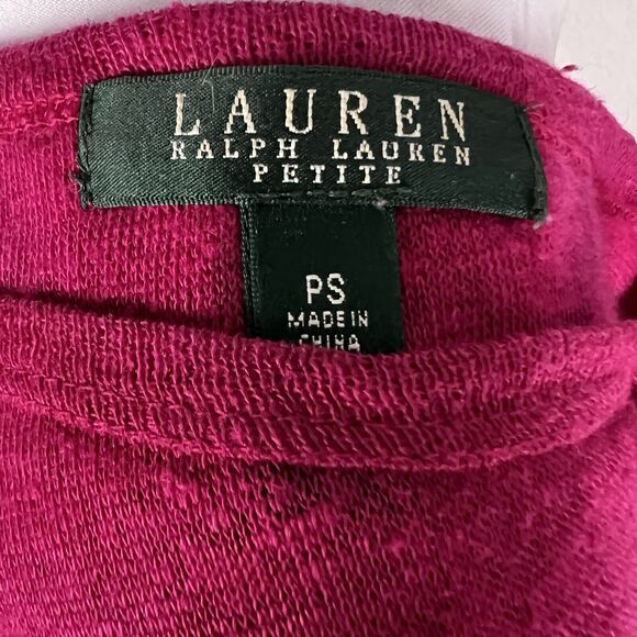 Ralph Lauren LRL Size PS Petite Linen Pink Short Sleeve Sweater lightweight - Picture 6 of 6